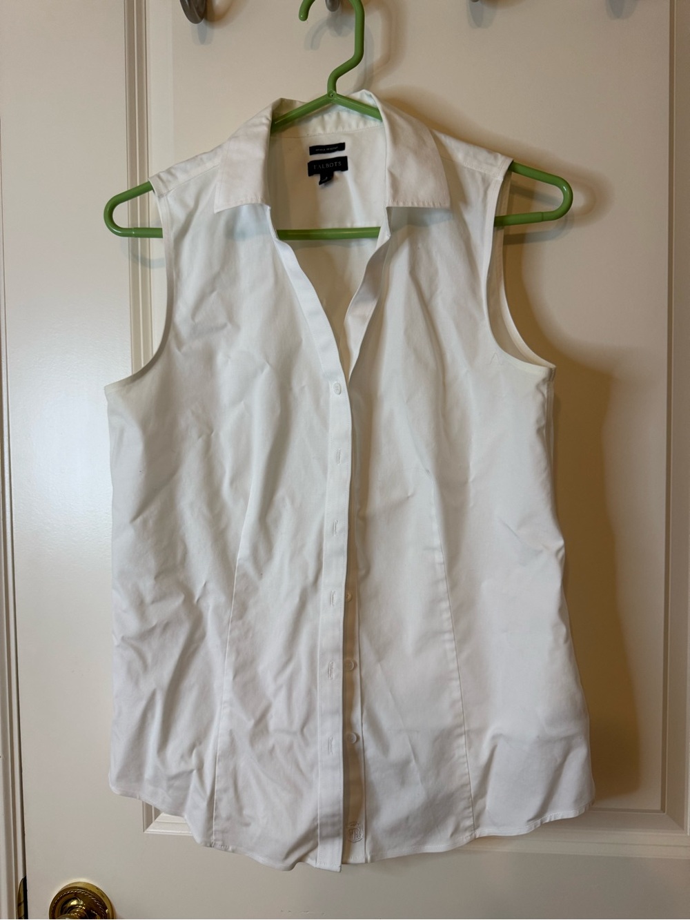 Talbots White Sleeveless Button-Up Blouse
